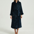 Women long fleece robes cozy Flannel bathrobe